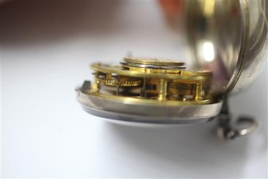 An early Victorian silver pair cased keywind verge pocket watch by J. Hughes, Carnarvon,
